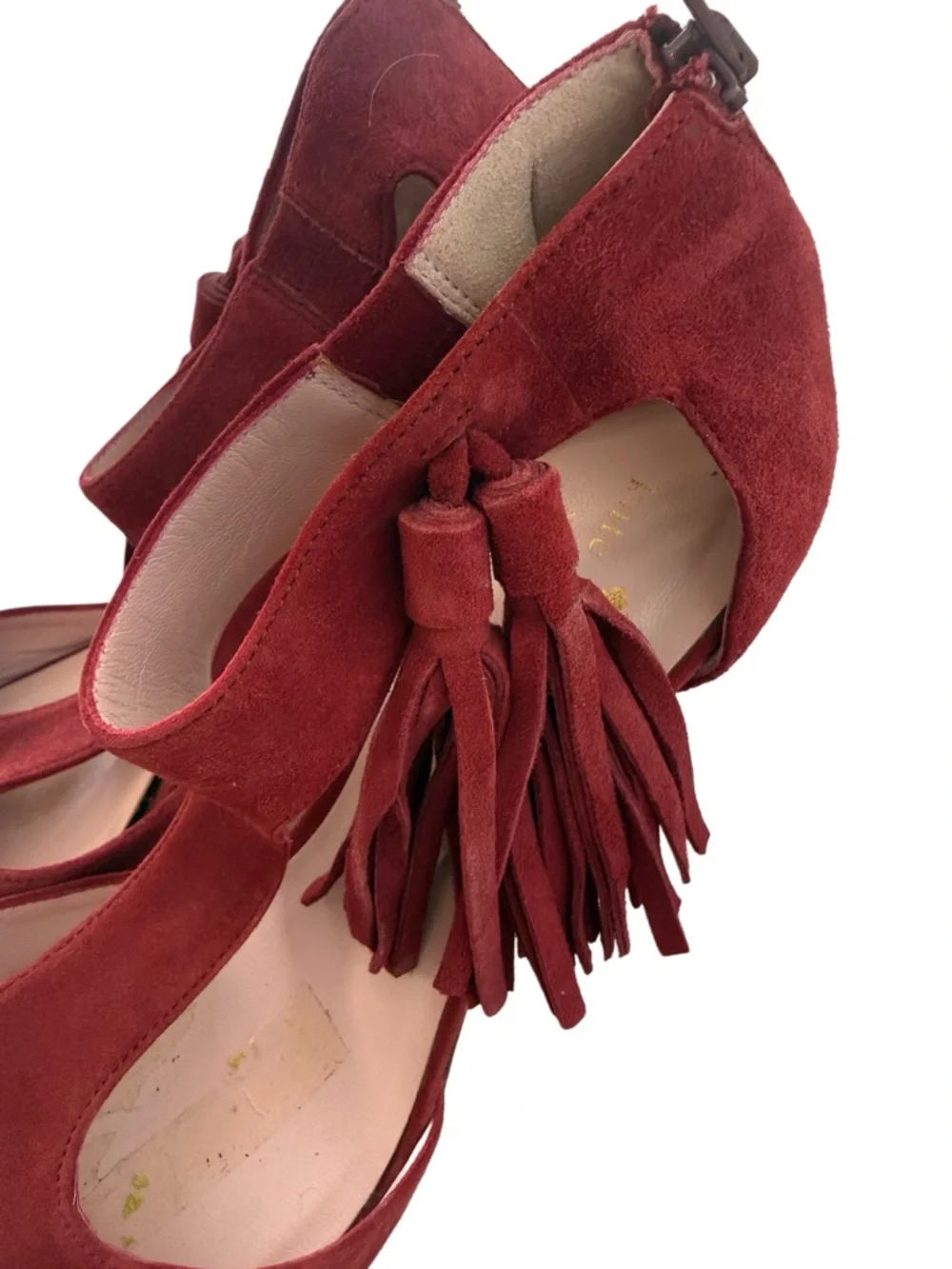 Kate Spade Women's Suede Tassel Sandals - Burgundy size 10 BIN#11